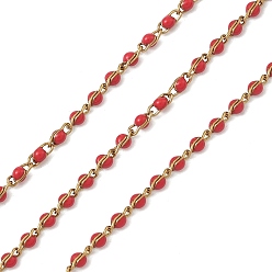 Красный 304 цепи из эмалированной нержавеющей стали, с катушкой, пайки, золотые, ионное покрытие (ip), красные, 5x2x2~3 мм