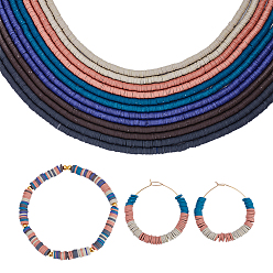 (52) Непрозрачная лаванда 12 прядей 6 раскраски бусин из полимерной глины ручной работы, для поделок ювелирных изделий, Heishi бусы, Диск / плоские круглые, разноцветные, 6x0.5~1 мм, отверстие : 2 мм, около 320~447 шт / нитка, 15.74 дюйм ~ 16.92 дюйм, 2 пряди / цвет