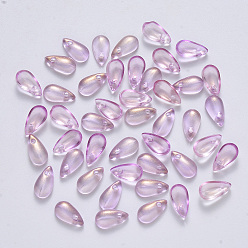 чертополох Прозрачные брызги окрашенные стеклянные подвески, с блеском порошок, слеза, чертополох, 9.5x5x3 мм, отверстие : 1.2 мм