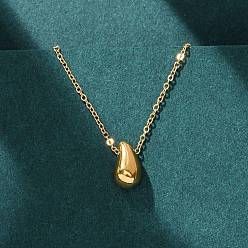 Настоящее золото 18K 304 ожерелья из нержавеющей стали с подвеской в виде капли и цепочкой для женщин, ионное покрытие (ip), реальный 18 k позолоченный, 16.34 дюйм (41.5 см)