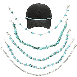 Платина Цепочка из цинкового сплава с имитацией жемчуга из АБС-пластика, железом и синтетической бирюзой., платина, 260~270 мм, 5 шт / комплект