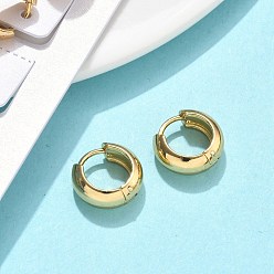 Золотой Серьги из 201 нержавеющей стали, с 304 штифтов из нержавеющей стали, вакуумное покрытие pvd, долговечный, Кольцевая форма, золотые, 13x5 мм