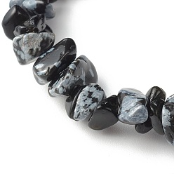 Snowflake Obsidian Natural Snowflake Obsidian Chip Bead Stretch Bracelets for Children, Inner Diameter: 1-7/8 inch(4.8~5.1cm)