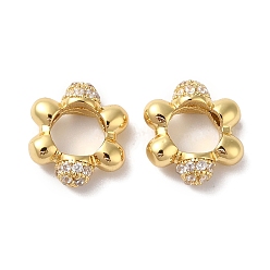 Настоящее золото 18K Подвески из латуни и прозрачного циркония с покрытием стойки, без кадмия и без свинца, долговечный, цветок, реальный 18 k позолоченный, 10.5x9.5x4 мм, отверстие : 5 мм