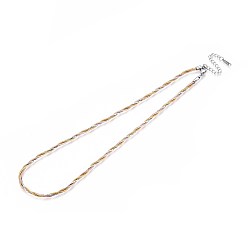 (52) Непрозрачная лаванда 2.5мм 3-цвет 304 ожерелья из нержавеющей стали с витой круглой цепочкой-змейкой и звеньями Boston Link, ионное покрытие (ip), разноцветные, 15.75~15.94 дюйм (40~40.5 см)