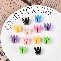 Letter W УФ-покрытие непрозрачные акриловые европейские бусины, бусины с большим отверстием, разноцветные, Буква W, 20.5x20x13.5 мм, отверстие : 6 мм