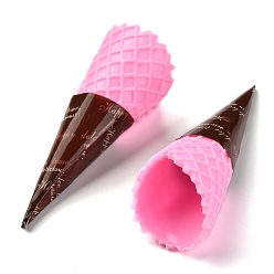 Pink Opaque Resin Decoden Cabochons, Ice Cream Cone, Pink, 69x24mm