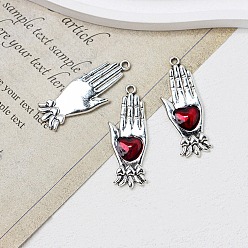 Palm Подвески из эмали и сплава, античное серебро, ладонь, 43x15 мм