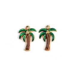 Настоящее золото 18K 304 из нержавеющей стали шармы эмали, ионное покрытие (ip), очарование кокосовой пальмы, реальный 18 k позолоченный, 14.5x10.5x2.5 мм, отверстие : 1.4 мм