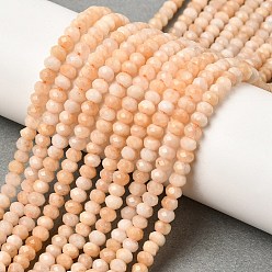 Легкий Лосось Окрашенная натуральная малайзия жадеит бусины пряди, граненые, светлый померанцевый, 4x2~3 мм, отверстие : 1 мм, около 110~115 шт / нитка, 14 дюйм