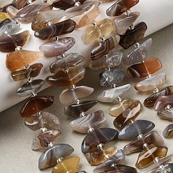 (946FM) Цитрин матовый с зеленой подкладкой Природные Ботсвана агат бисер нитей, самородки, с бисером, 9~16x4~8x3~8 мм, отверстие : 0.9 мм, около 47~55 шт / нитка, 15.35~16.14'' (39~41 см)