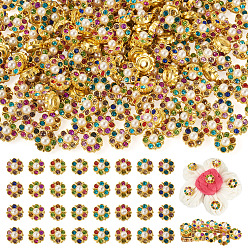 Разноцветный 200шт. АБС-пластиковые кабошоны, с rhinetsone, цветок, красочный, 12.5x12.5x7.5 мм