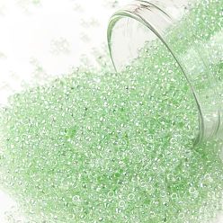 (172) Pale Green Transparent Rainbow Toho 15/0 runde Perlen, japanische Rocailles, (172) hellgrüner transparenter Regenbogen, 1.5 mm, Bohrung: 0.7 mm, über 3000pcs / Flasche, 10 g / Flasche