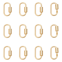 Золотой 12шт. подвески-замки с винтовым карабином из сплава, овальные, золотые, 25x13x2 мм