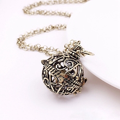 Античная Бронза Латунные ожерелья с подвесками в круглой клетке, античная бронза, 19.69~31.50 дюйм (50~80 см)