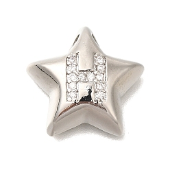 Letter H Стойка металлическая латунная микропрофилированная кубическая циркония подвески, долговечный, без кадмия и без свинца, буквы, платина, Письмо ч, 15.5x16.5x5.5 мм, отверстие : 3 мм