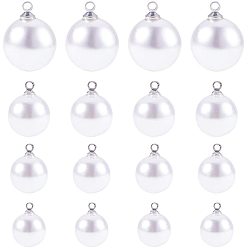 Белый Подвески из искусственного жемчуга, со сплавочной фурнитурой, круглые, белые, 74x73x25 мм, около 80 шт / коробка