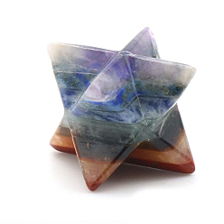 Piedra Mixta Estilo chakra ensamblado amatista natural y lapislázuli y sodalita y aventurina verde y ojo de tigre y topacio jade y jaspe rojo merkaba piedra de chakra en forma de estrella, piedras curativas, para la meditación de energía curativa de ansiedad, 20x20x20 mm
