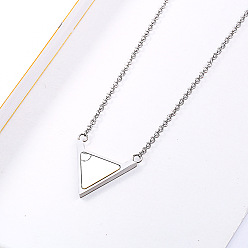Нержавеющая Сталь Цвет Ожерелья с подвеской в виде перевернутого треугольника из нержавеющей стали и синтетического говлита для женщин, цвет нержавеющей стали, 17.72 дюйм (45 см)