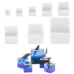 Белый 8 шт. 8 стили силиконовые формы «сделай сам», формы для литья смолы, кубические, белые, 17~80x17~80x16~77 мм, 1 шт / стиль