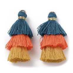 Dark Slate Gray Polycotton Tassel Pendant Decorations, with Iron Loops, Dark Slate Gray, 34~45x4~5mm, Hole: 3mm