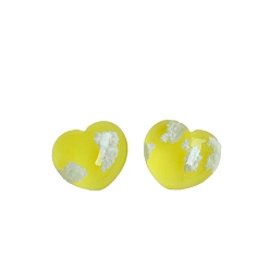 Желтый Светящиеся бусины в форме сердца из смолы, светится в темноте, без отверстия , желтые, 25x20 мм