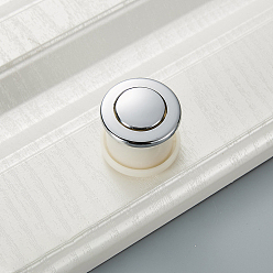Platinum Round Zinc Alloy and Plastic Push Button Cabinet Door Knobs, Recessed Pulls Handles for Kitchen Drawer Pulls, Platinum, 27mm