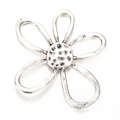 Античное Серебро Тибетский стиль компоненты сплава люстра ссылки, цветок, без кадмия и без свинца, античное серебро, 51x57x3 мм, отверстие: 16x7 мм и 20x13 мм, о 145 шт. / 1000 г.