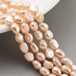 Sandy Brown Natural Cultured Freshwater Pearl Beads Strands, Two Sides Polished, Grade 3A+, Sandy Brown, 5~6mm, Hole: 0.5mm, about 27pcs/strand, 6.89 inch(17.5cm)