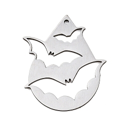 Bat Хэллоуин 201 из нержавеющей стали подвески, анти-тускнение, слеза, летучая мышь, 26.5x22x1 мм, отверстие : 1.2 мм