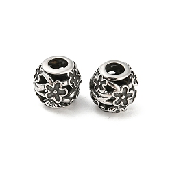 Antik Silber Farbe 316 chirurgische Edelstahlperlen, Blume, Antik Silber Farbe, 10.5x10 mm, Bohrung: 4 mm