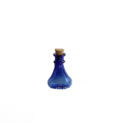Medium Blue Miniature Glass Empty Wishing Bottles, with Cork Stopper, Micro Landscape Garden Dollhouse Accessories, Photography Props Decorations, Medium Blue, 22x27mm