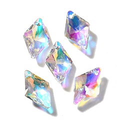 Прозрачный АВ Стеклянные подвески, ромб, AB цвет, граненые, ясно AB, 19x12x5.5 мм, отверстие : 1.2 мм