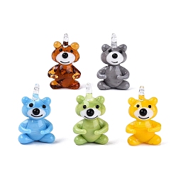 (52) Непрозрачная лаванда Подвески лэмпворк ручной работы, нести прелести, разноцветные, 27.5~30x16.5~17.5x14~17 мм, отверстие : 2~3.5 мм