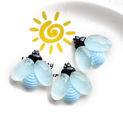 Светло-Голубой Светящиеся кабошонов смолы, светится в темноте, Пчелы, Небесно-голубой, 30x30 мм