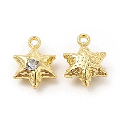 Golden Alloy Rhinestone Pendants, Hexagram Charm, Golden, 13x10x5mm, Hole: 1.2mm
