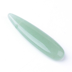 Зеленый Авантюрин Естественный зеленый авантюрин подвески, слеза, 35~37x10x5~6 мм, отверстие : 1 мм