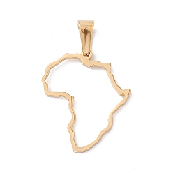  PVD Vacuum Plating 304 Stainless Steel Pendants, Long-Lasting Plated, Laser Cut, Hollow, Africa Map Charms, Golden, 25x21x1mm, Hole: 3.5x6.5mm
