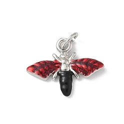 Bees Подвески из латуни с эмалью на тему насекомых, стойки покрытие, без кадмия и без свинца, долговечный, с целью перехода в кольце, платина, Пчелы, 13.5x17.5x2 мм, отверстие : 3.5 мм