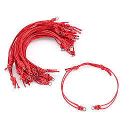 Brique Rouge 20Pièces de cordon en polyester ciré pour la fabrication de bracelets, avec 304 anneaux en acier inoxydable, couleur inox, firebrick, 10.55 pouce (26.8 cm)