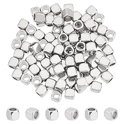 Нержавеющая Сталь Цвет 100 шт. 304 бусины из нержавеющей стали, кубические, граненые, цвет нержавеющей стали, 2.5x2.5x2.5 мм, отверстие : 1.5 мм