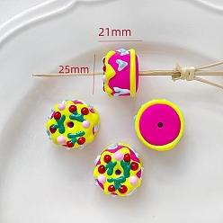 Food Непрозрачные акриловые бусины, красочный, питание, 25x21 мм