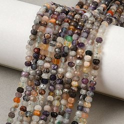 Флюорит Природного флюорита бисер нитей, граненые, рондель, 3.8~4.3x3 мм, отверстие : 0.7 мм, около 122~130 шт / нитка, 14.96'' (38 см) ~ 15.35'' (39 см)