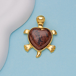 Красный Обсидиан Натуральные кабошоны обсидиана из красного дерева, черепахи, сердце, 39x30x8 мм
