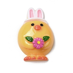 Золотистый Пасхальные кабошоны из непрозрачной смолы, цыпленок, золотые, 29.5x19.5x9 мм