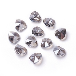 Розово-Коричневый Романтические Валентина идеи стеклянные брелоки, граненые подвески сердца, розово-коричневый, 10x10x5 мм, отверстие : 1 мм