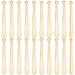 Настоящее золото 18K 40 шт. 201 подвески из нержавеющей стали, бар, реальный 18 k позолоченный, 31.5x3.5x0.5 мм, отверстие : 1.4 мм