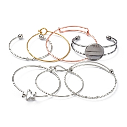 Mixed Color Stainless Steel & Brass Cuff Bangle Making, Blank Bangle Base, Mixed Color, 0.15~1.5cm, Inner Diameter: 2-3/8~2-3/4 inch(6.1~7.1cm)x1-7/8~2-3/4 inch(4.8~7.1cm)