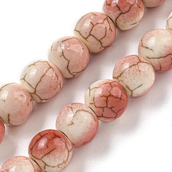 Индийский Красный Синтетические бирюзовые бусины, покрытые краской для выпечки, с эмалью, круглые, Индийская красная, 8 мм, отверстие : 1 мм, около 49~50 шт / нитка, 13.66~13.98'' (34.7~35.5 см)