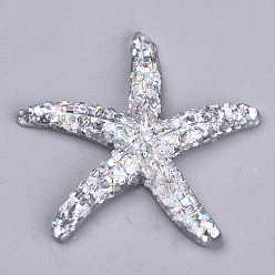 Прозрачный Кабошоны из смолы, с блеском порошок, морская звезда / морские звезды, прозрачные, 38x41x7 мм